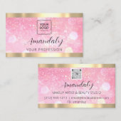 メイクアップエステティシャンラッシュ爪、 ネイルQRコードロゴグリッター 名刺 (正面/裏面)