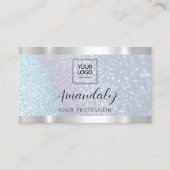 メイクアップエステティシャンラッシュ爪、 ネイルQRCodeロゴシルバー 名刺 (正面)