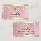 メイクアップエステティシャンラッシュQRロゴ金ゴールドドライブ 名刺 (正面/裏面)