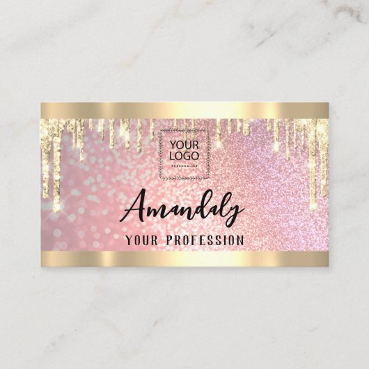 メイクアップエステティシャンラッシュQRロゴ金ゴールドドライブ 名刺 (正面)