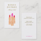 メイクアップエレガントアーティストバラ金ゴールド口紅 名刺 (正面/裏面)