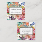 メイクアップエレガントアーティストヘアサロンフラワーズグリッター スクエア名刺 (正面/裏面)