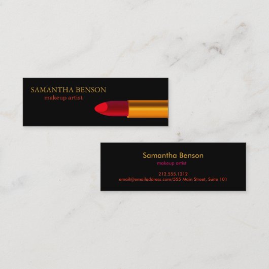 メイクアップエレガントアーティスト口紅美しい スキニー名刺 (正面/裏面)