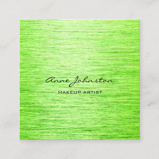 メイクアップエレガントアーティストLime Green Brushed Metal スクエア名刺 (正面)