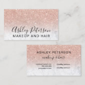 メイクアップエレガントタイポグラフィバラ金ゴールドグリッター大理石 名刺 (正面/裏面)