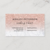 メイクアップエレガントタイポグラフィバラ金ゴールドグリッター大理石 名刺 (裏面)