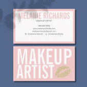 メイクアップエレガントタイポグラフィピンク金ゴールドグリッター唇 名刺