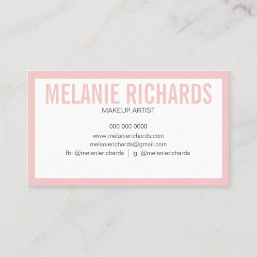 メイクアップエレガントタイポグラフィピンク金ゴールドグリッター唇 名刺 (裏面)
