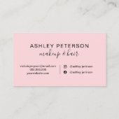 メイクアップエレガントタイポグラフィマーブルピンクグリッター 名刺 (裏面)