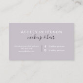 メイクアップエレガントタイポグラフィ大理石パープルグリッター 名刺 (裏面)