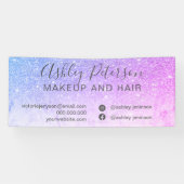 メイクアップエレガントタイポグラフィ大理石パープルグリッター 横断幕 (横)