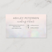 メイクアップエレガントタイポグラフィ赤面ピンクパールnacre 名刺 (裏面)