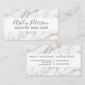 メイクアップエレガントタイポグラフィ金ゴールドグリッター大理石 名刺 (正面/裏面)