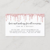 メイクアップエレガントヘアグラム赤面ピンクグリッタードリップ 名刺 (裏面)