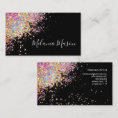 メイクアップエレガントホログラフィックバラ金ゴールドグリッターブラック 名刺 (正面/裏面)