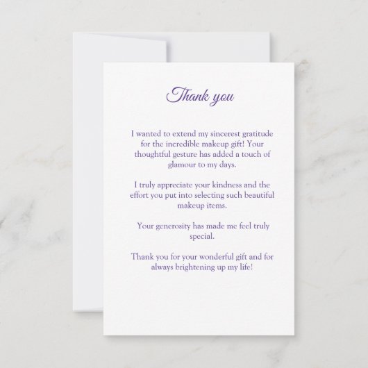 メイクアップガール サンキューカード (裏面)