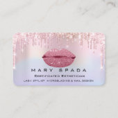 メイクアップキスリップが点滅ピンクのホログラフィックドリップ 名刺 (正面)