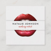 メイクアップクールアーティスト3D赤い唇グレモダンー美しい スクエア名刺 (正面)