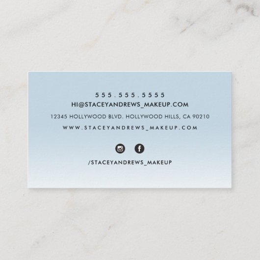 メイクアップグラデーションかわいいブラシ青淡い色の色 名刺 (裏面)