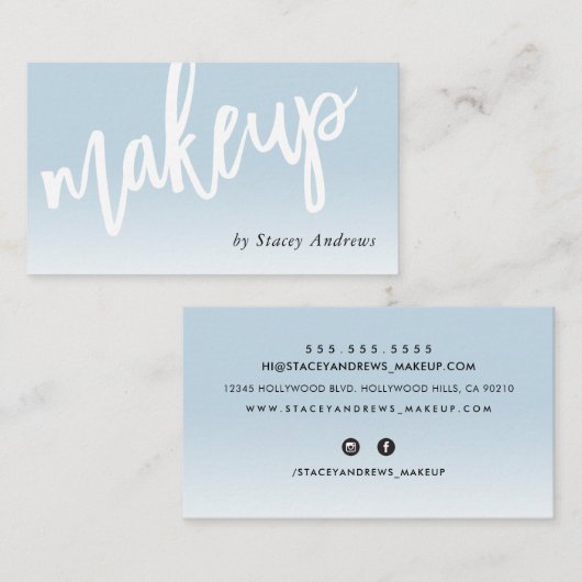 メイクアップグラデーションかわいいブラシ青淡い色の色 名刺 (正面/裏面)
