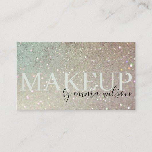 メイクアップグリッターグリーンピンクアクアシャイニーきらめく 名刺 (正面)