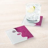 メイクアップグリッター効果 ガラスコースター (アングル)