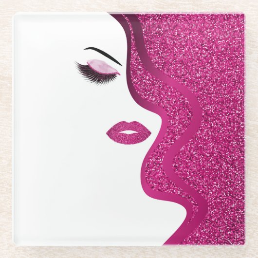 メイクアップグリッター効果 ガラスコースター (正面)