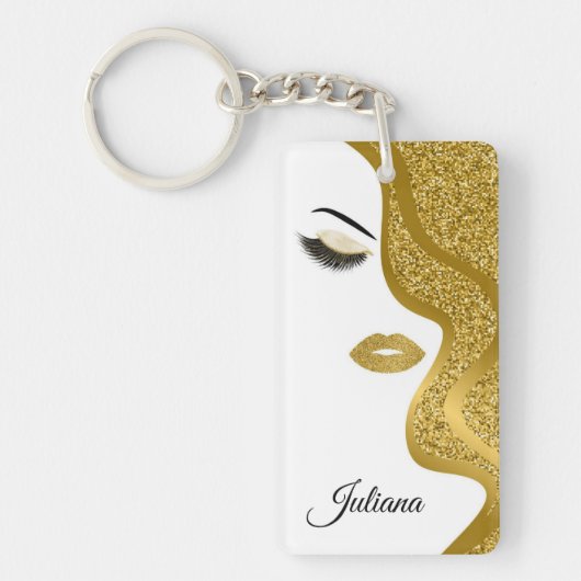 メイクアップグリッター効果 キーホルダー (正面)