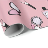 メイクアップコスメティックパターモダンンピンク ラッピングペーパー (ロールコーナー)