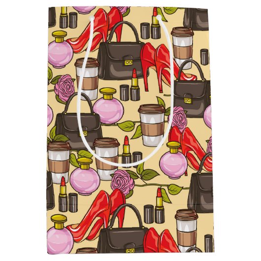 メイクアップコーヒースタイル美しい抱き枕 ミディアムペーパーバッグ (正面)