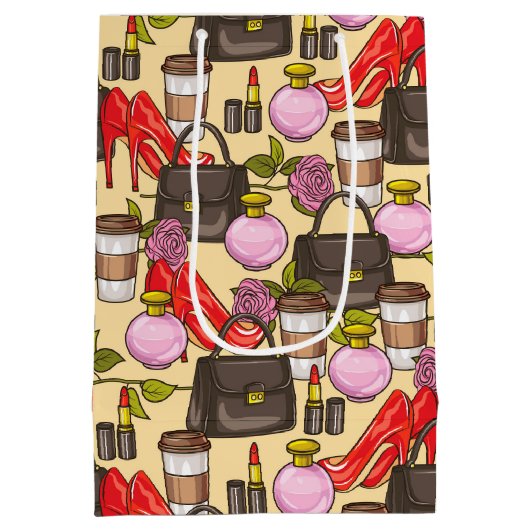 メイクアップコーヒースタイル美しい抱き枕 ミディアムペーパーバッグ (裏面)