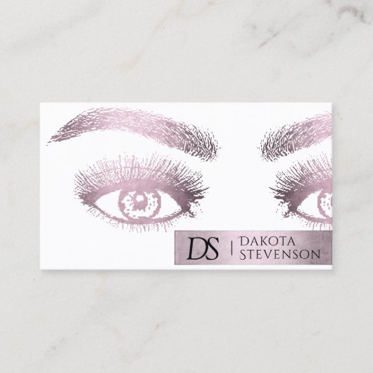 メイクアップサロンプロフェッショナル |ほこりっぽいピンクきらめく 名刺 (正面)