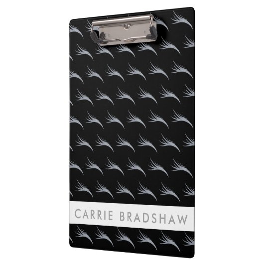 メイクアップシルバーグリッターアイズブラックパーソナライズネーム クリップボード (左)