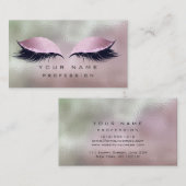 メイクアップシルバーミントピンクガラス目まぶしグリッター 名刺 (正面/裏面)