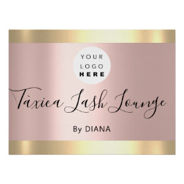 メイクアップスタジオまつげ拡張ロゴバラ金ゴールド ポスター