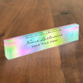 メイクアップスタジオエステティシャン美しいヘアホログラフ デスクネームプレート (側面)