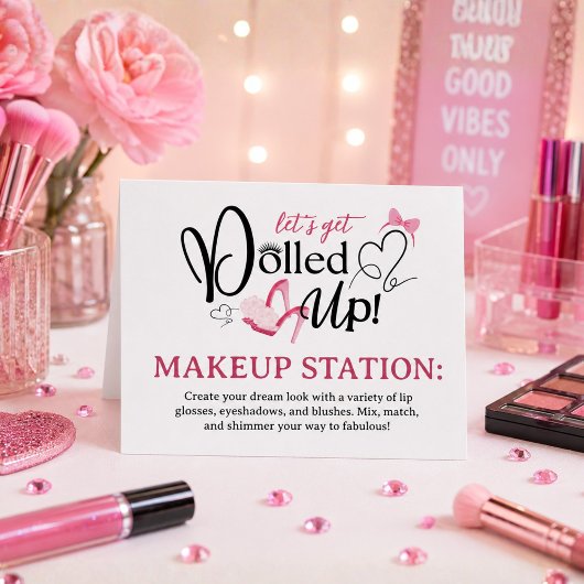 メイクアップステーション折りたたみカード Dolled Up Spa Party
