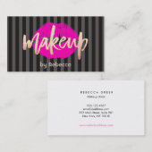 メイクアップストライプのアーティストバラ金ゴールドピンクリップキス 名刺 (正面/裏面)