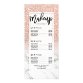 メイクアップタイポグラフィピンクグリッター大理石価格表 ラックカード (正面)