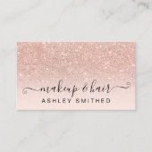 メイクアップタイポグラフィ赤面バラ金ゴールドグラデーショングリッター 名刺 (正面)