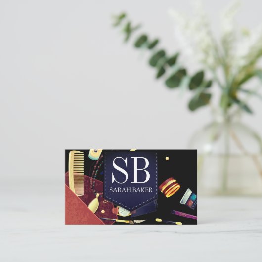 メイクアップバッグ |モノグラム 名刺 (スタンド正面)