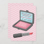 メイクアップパウダー&口紅ガールズバースデーパーティー 招待状 (正面/裏面)