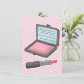 メイクアップパウダー&口紅ガールズバースデーパーティー 招待状 (スタンド正面)