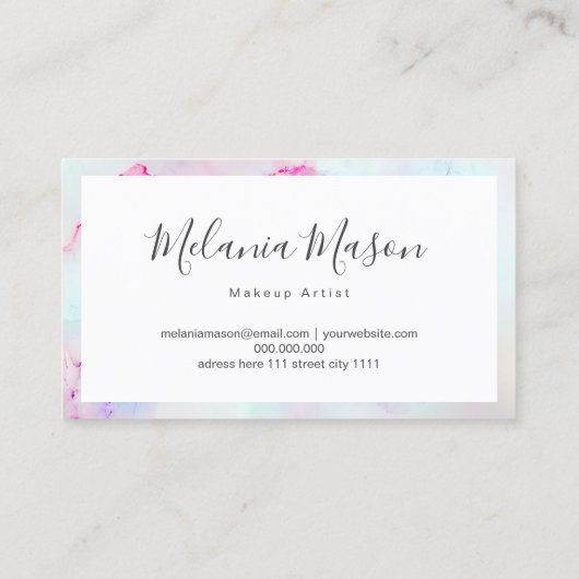 メイクアップパエレガントステルアルコールインクグリッターモダン 名刺 (裏面)