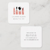メイクアップビューティシャン美しいサロンファッション スクエア名刺 (正面/裏面)