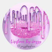 メイクアップピンクのドリップス製品包装によるリップグロス ラウンドシール (正面)