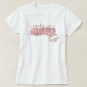 メイクアップピンクの少女の唇 Tシャツ