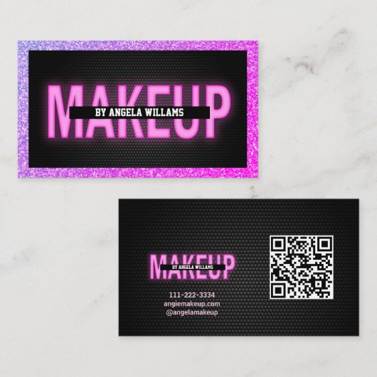 メイクアップピンクネオンレインボーグリッターガーリー美しい 名刺 (正面/裏面)