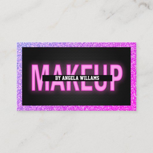 メイクアップピンクネオンレインボーグリッターガーリー美しい 名刺 (正面)