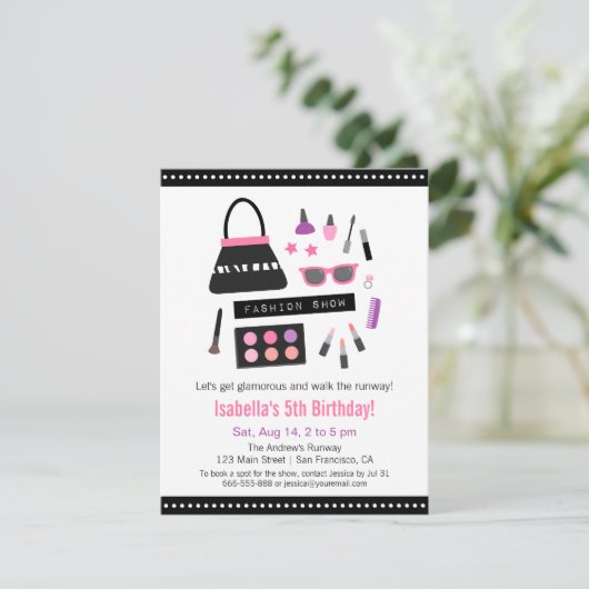 メイクアップファッション表示バースデーパーティ招待状 招待状 (スタンド正面)